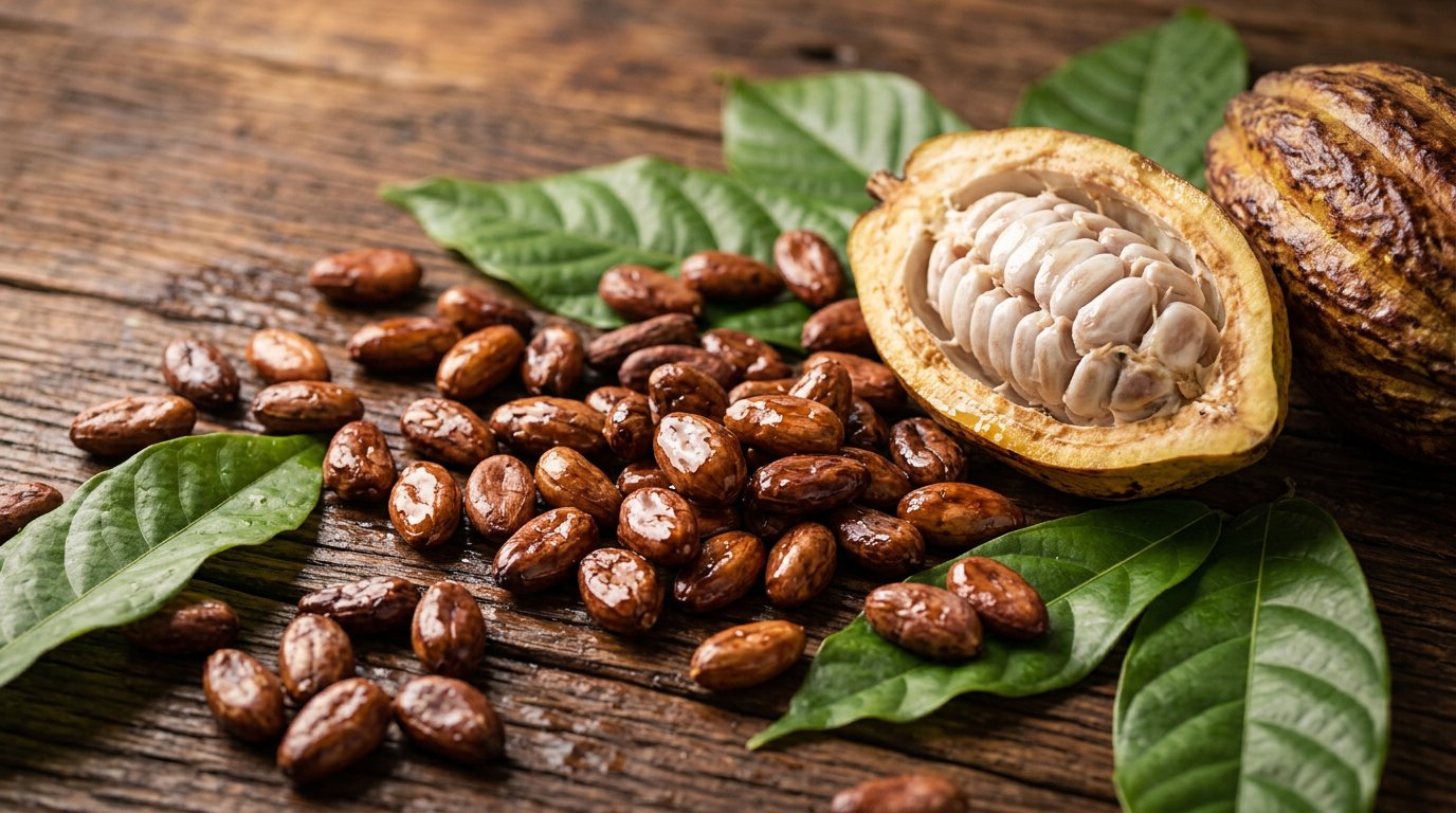 Cocoa beans and pods